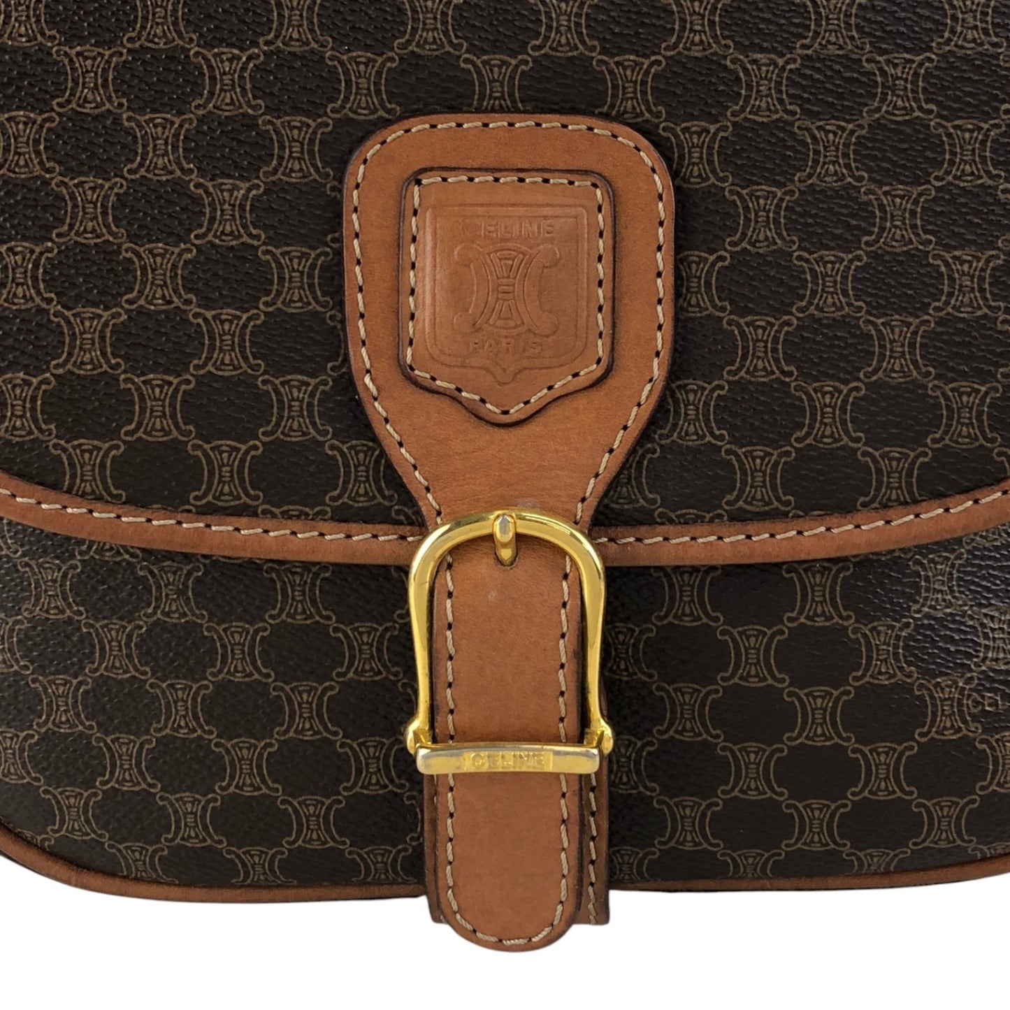 CELINE Macadam Blason Shoulder bag Brown Vintage uuvwb7
