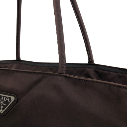 PRADA Tessuto Triangle Logo Totebag Brown Vintage nda4br