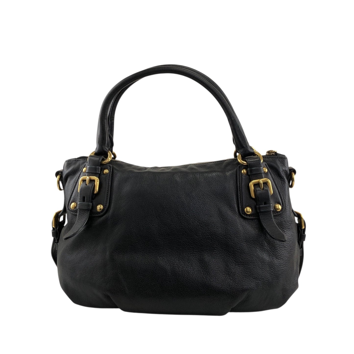 PRADA Logo Handbag Black Vintage jkn44z