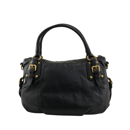 PRADA Logo Handbag Black Vintage jkn44z