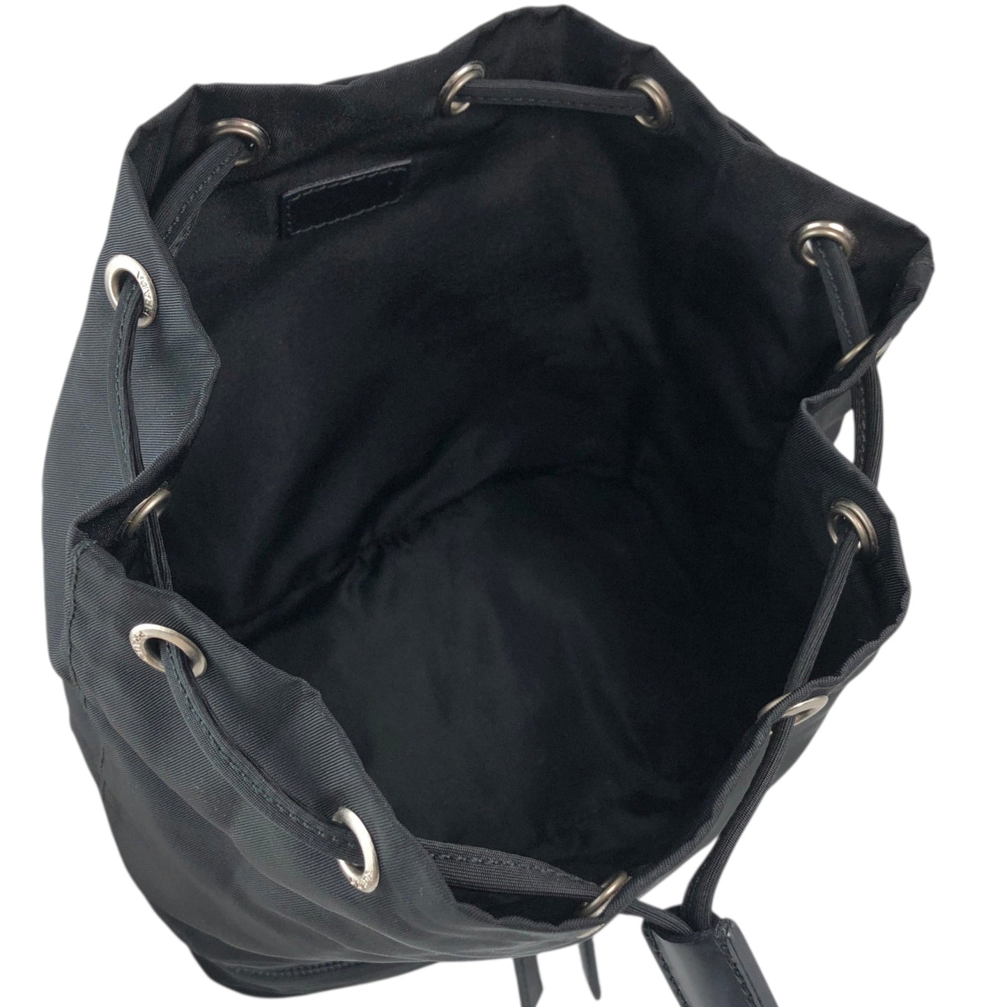 PRADA Tessuto Triangle Logo Drawstring Small Handbag Black Vintage erv6gi
