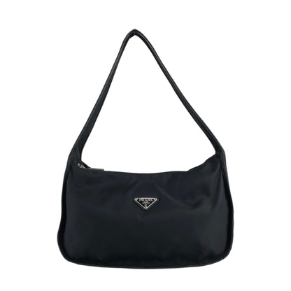 PRADA Triangle Logo Shoulder bag Hobobag Black Vintage yctb4y