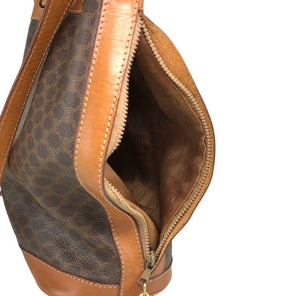 CELINE Macadam Blason Drawstring Shoulder bag Brown Vintage s6mkjn