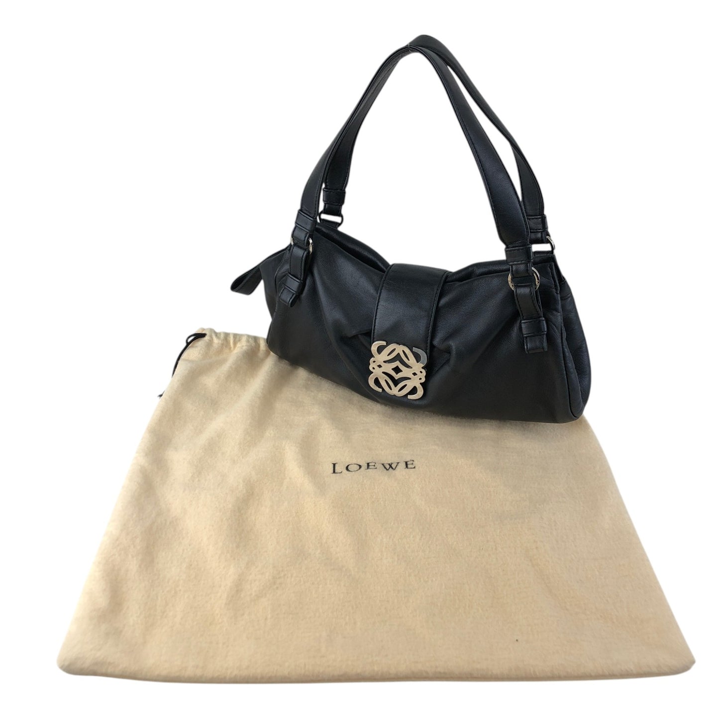 LOEWE Anagram Handbag Shoulder bag Black Vintage pk4pvs