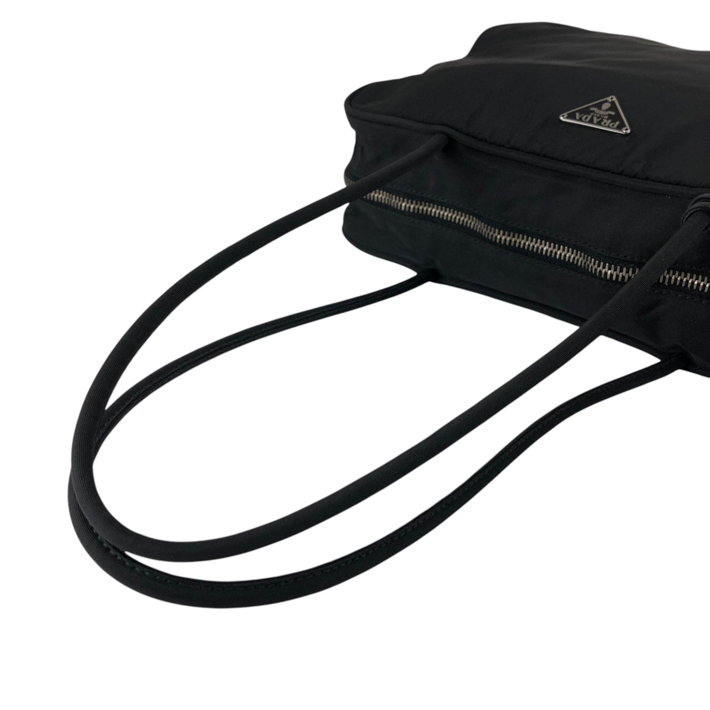 PRADA Tessuto Triangle Logo Handbag Black Vintage w7yvkr