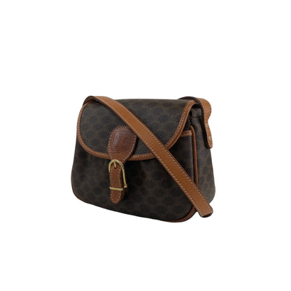 CELINE Macadam Blason Front Buckle  Shoulder bag Brown Vintage gzgnsp