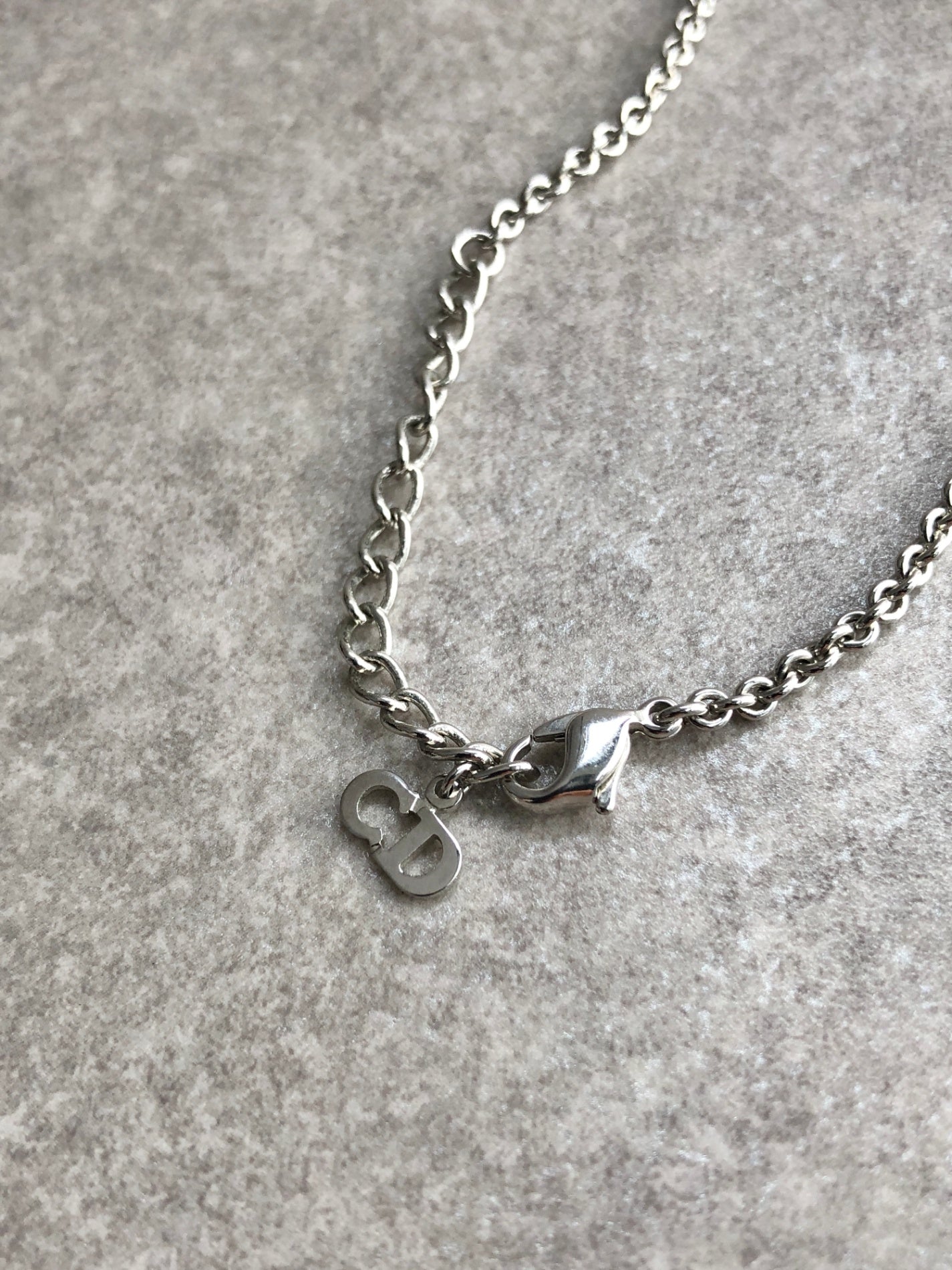 Christian Dior Logo Motif Necklace Silver Vintage x25wyn