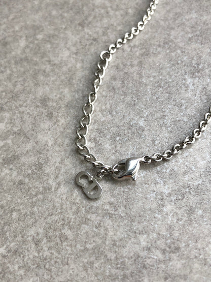 Christian Dior Logo Motif Necklace Silver Vintage x25wyn
