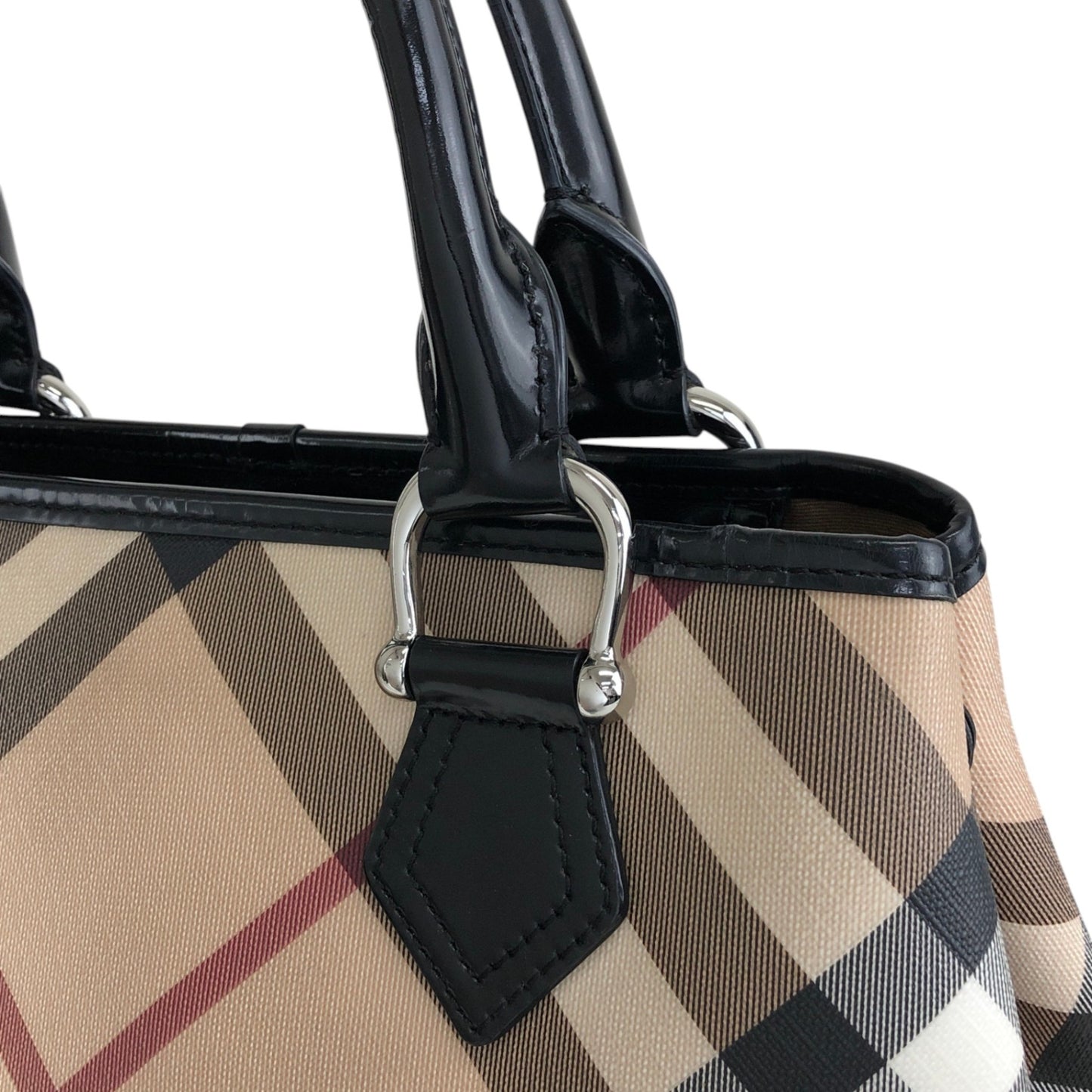 BURBERRY Check Handbag Beige Vintage y44p83