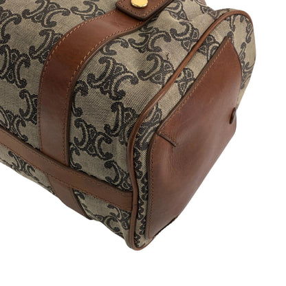 CELINE Triomphe Small Boston bag Handbag Beige Vintage btsixw