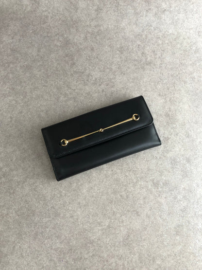 GUCCI Horse Bit Long Wallet Black Vintage 5m243v
