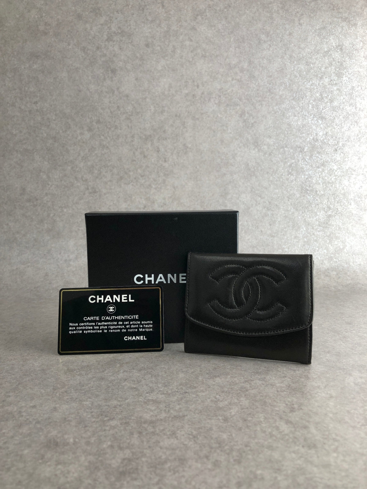 CHANEL Coco Mark Coin Purse Black Vintage 4umftb