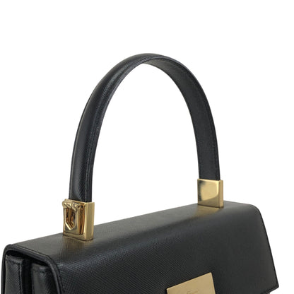 Salvatore Ferragamo Gancini Two-way Handbag Shoulder bag Black Vintage zaxbv3
