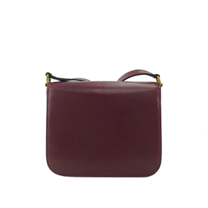 CELINE 掛鎖皮革斜背包 波爾多紅 復古 28epaz 