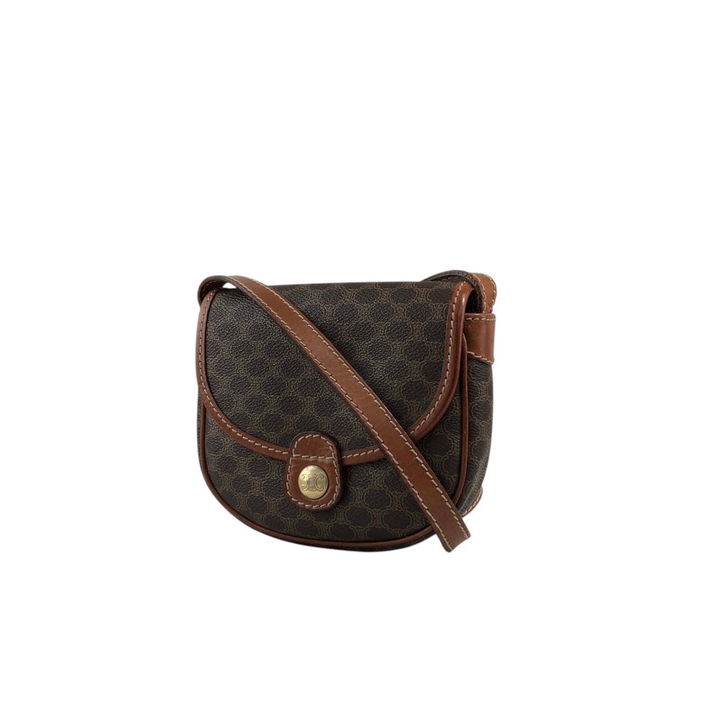 CELINE Macadam Triomphe Shoulder bag Brown Vintage eckras