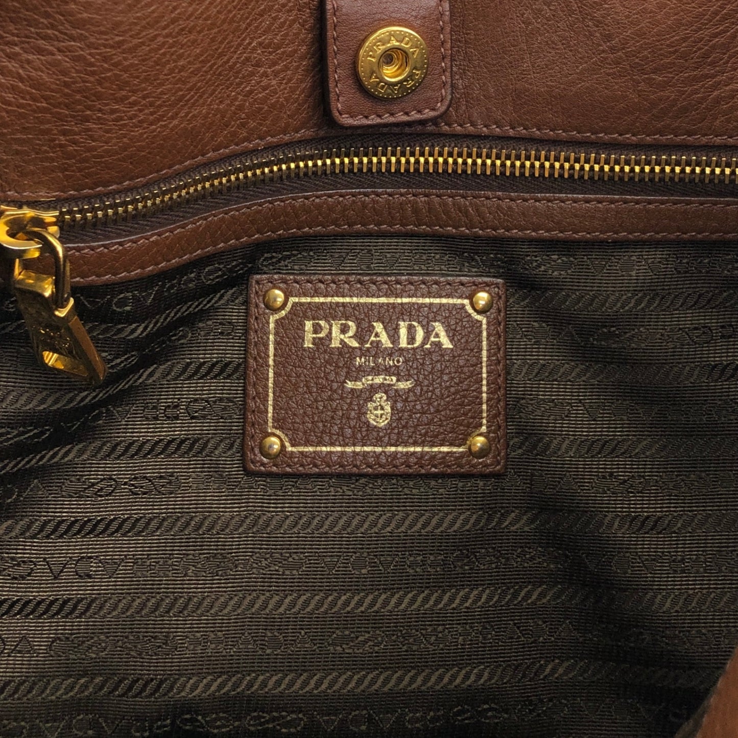 PRADA Logo Two-way Handbag Shoulder bag Brown Vintage avpisn