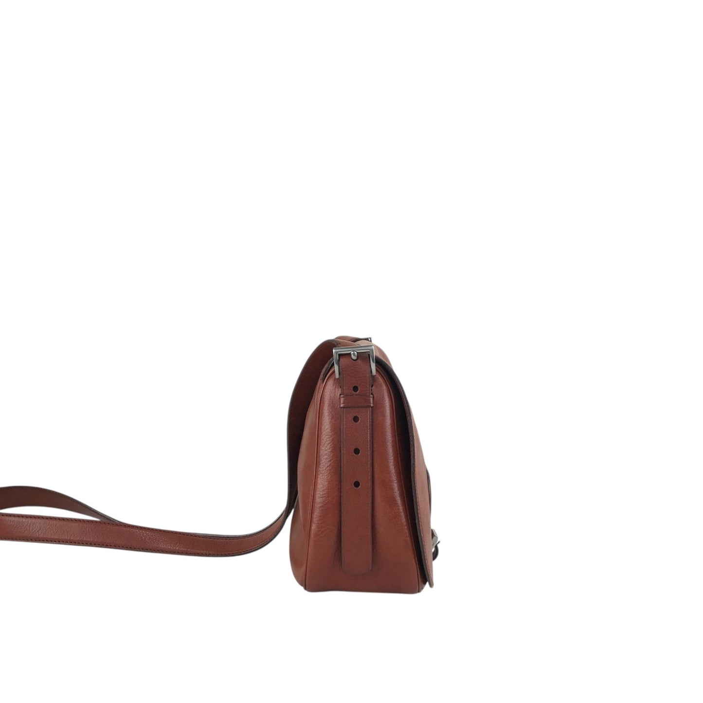 PRADA Logo Front Buckle  Shoulder bag Brown Vintage rhwnn2