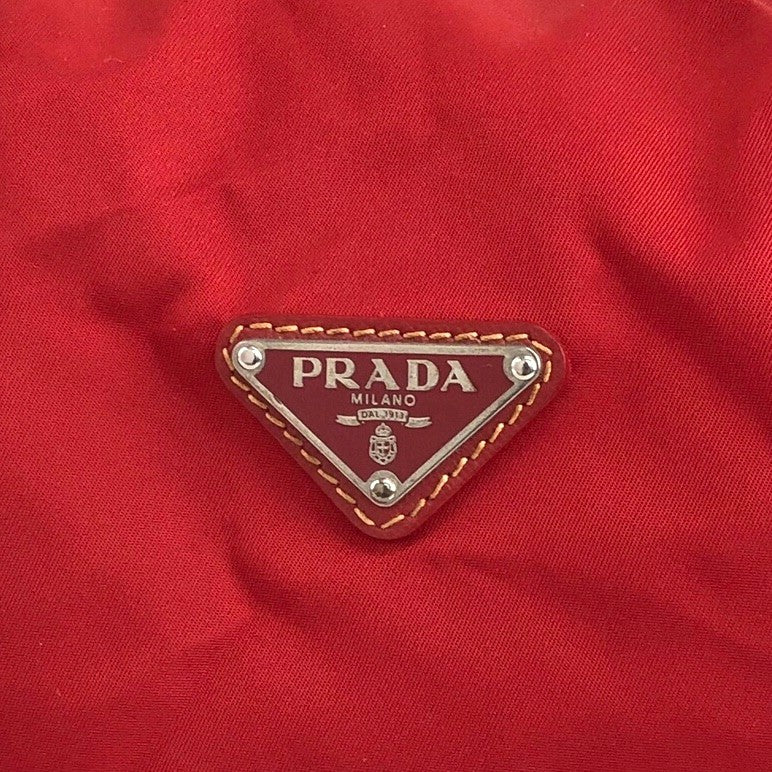 PRADA Triangle Logo Small Boston bag Handbag Red Vintage dkzdci