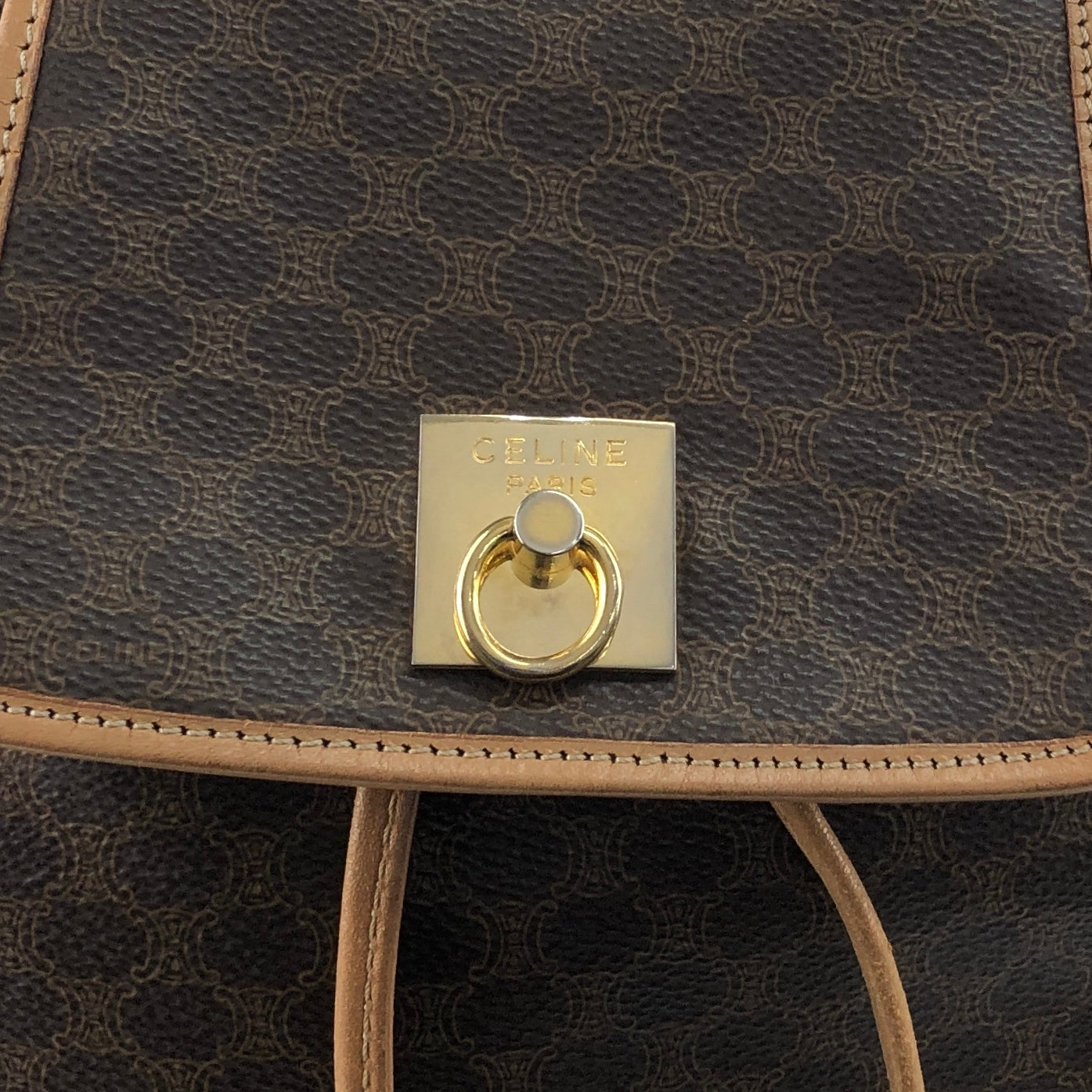 CELINE Macadam Gancini Backpack Brown Vintage jgndep