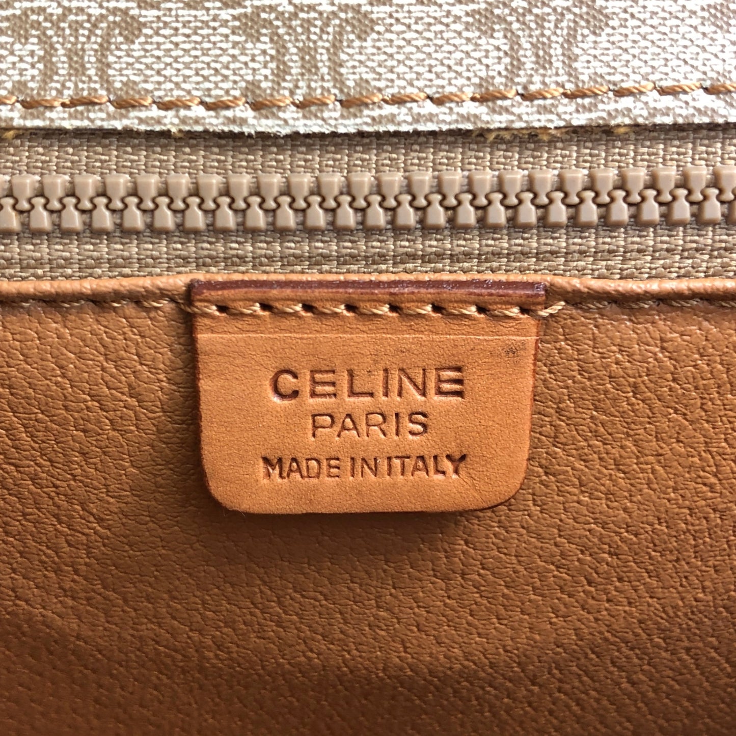 CELINE Macadam Front Buckle Shoulder bag Beige Vintage dw7z6k