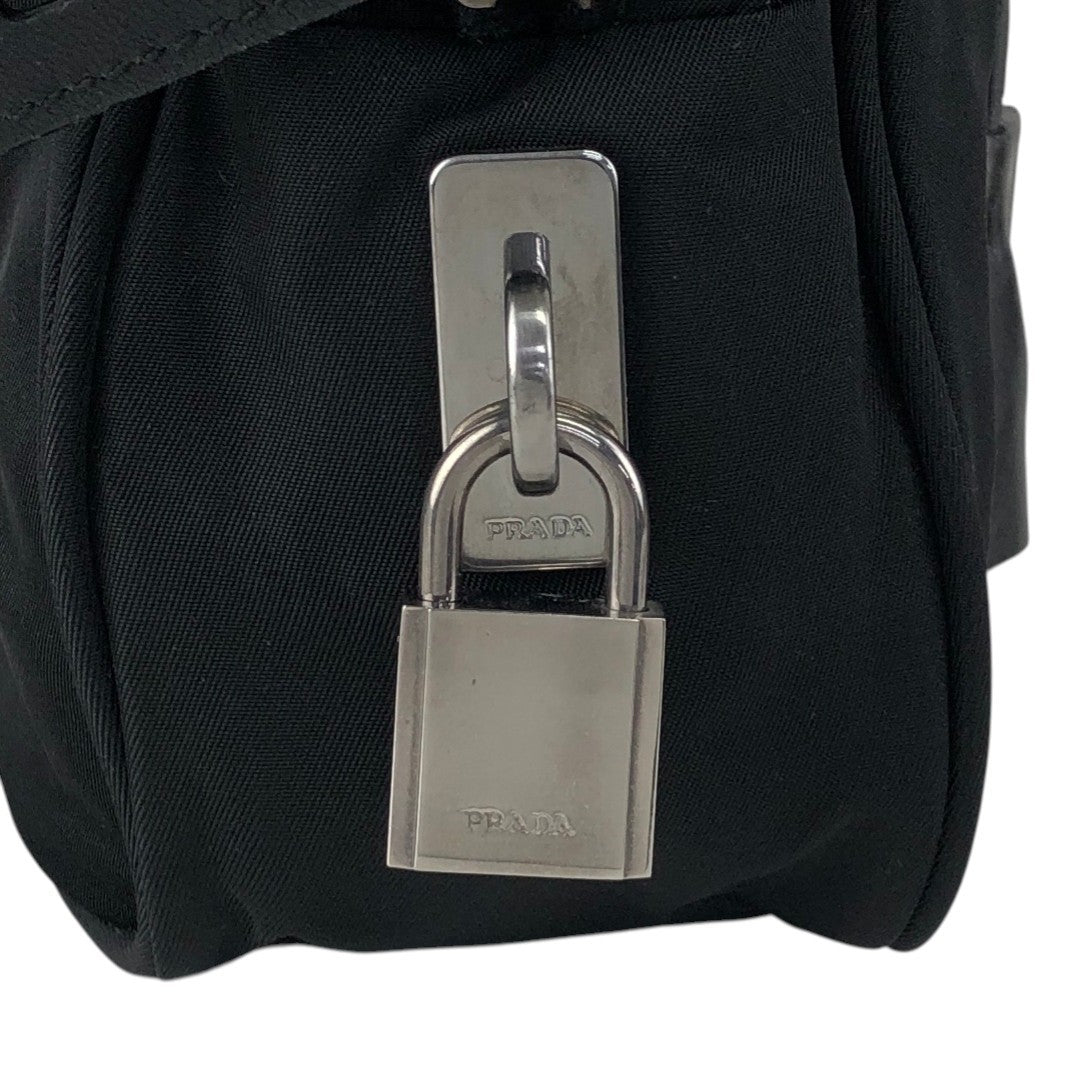 PRADA Tessuto Triangle Logo Handbag Black Vintage w7yvkr