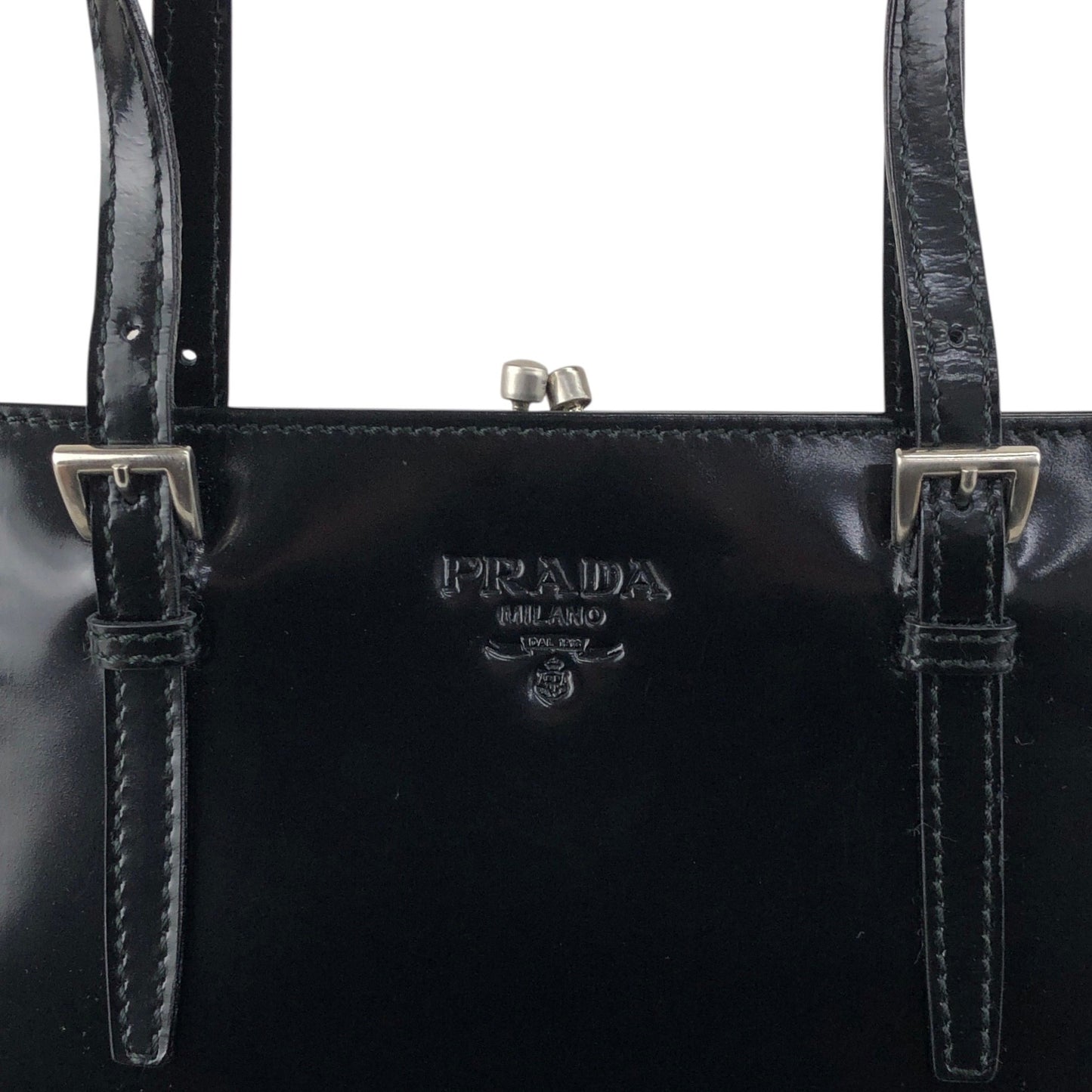 PRADA Logo Small Handbag Black Vintage t6yjus