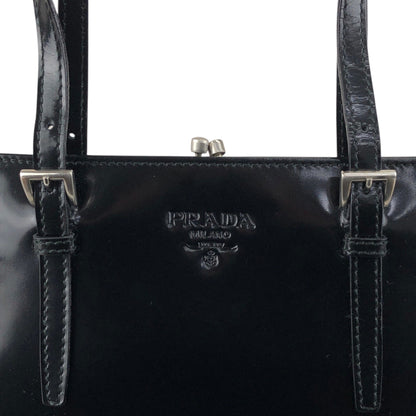 PRADA Logo Small Handbag Black Vintage t6yjus