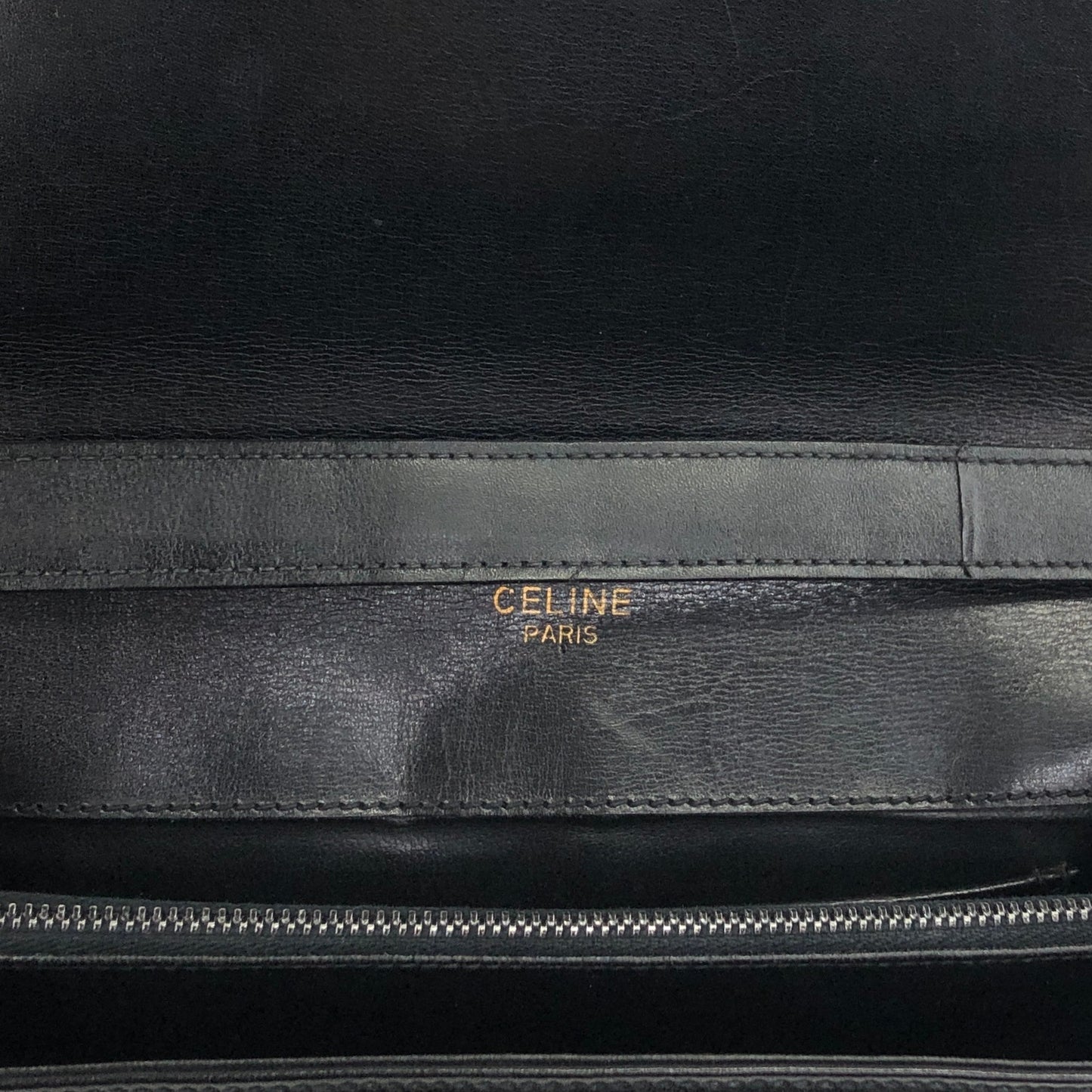 CELINE Triomphe Flap Shoulder bag Black Vintage 6t3cvm