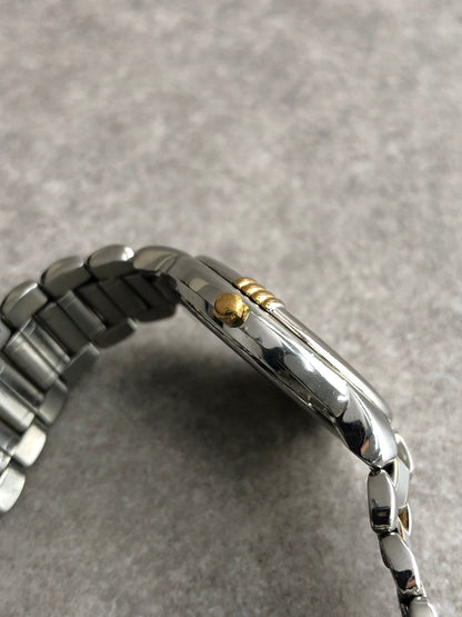 Yves Saint Laurent YSL Logo Quartz Watch Silver 6031-G11246TA Vintage vv2bv3