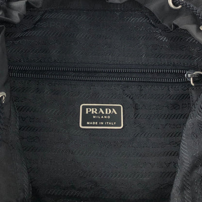 PRADA Tessuto Triangle Logo Front Buckle Backpack Black Vintage pyct8y