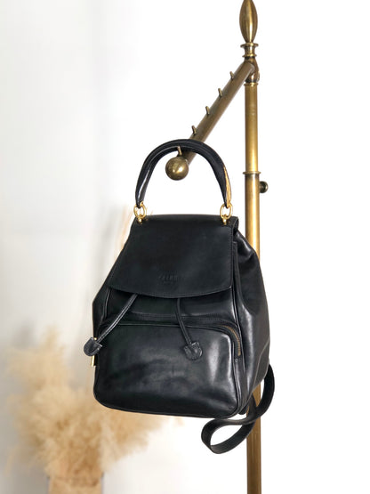 CELINE Starball Logo Embossed Backpack Black Vintage 66agh7