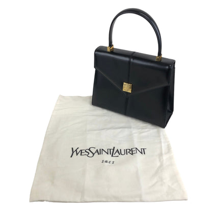 Yves Saint Laurent YSL Logo Top Handle Handbag Black Vintage m6kuvb