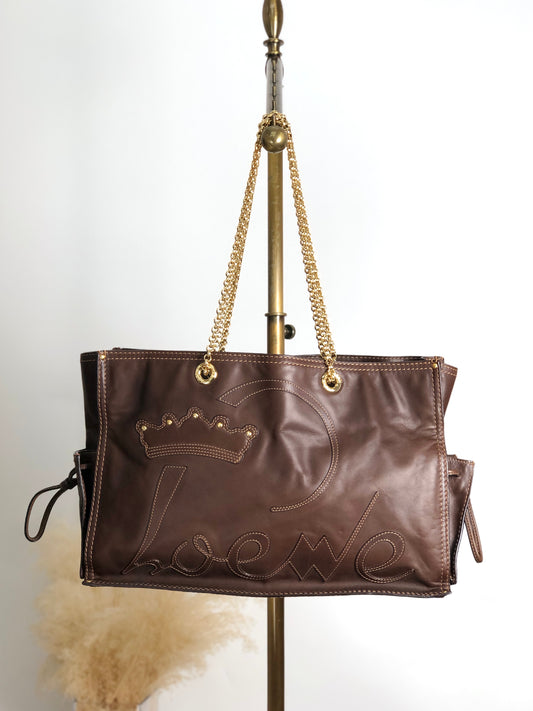 LOEWE Logo Chain Totebag Brown Vintage xy3fjn