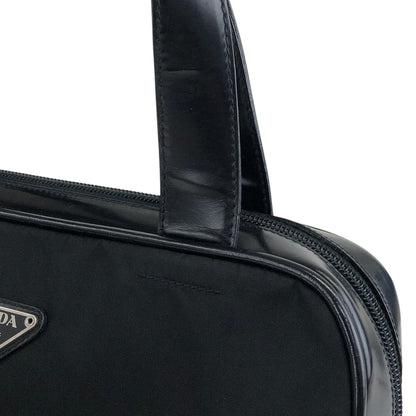 PRADA Tessuto Triangle Logo Handbag Black Vintage 3er6ru