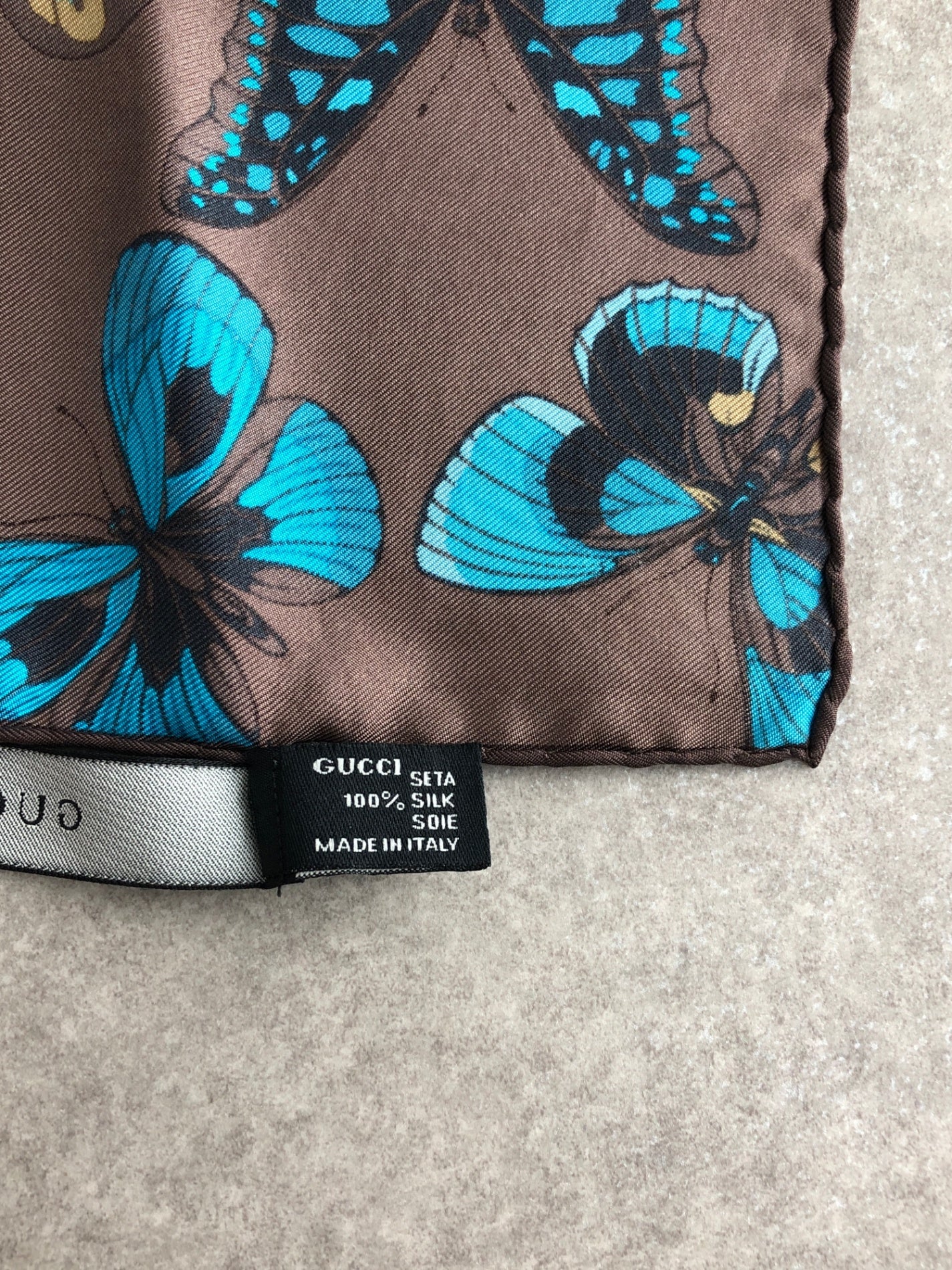 GUCCI Scarf Brown×Blue Vintage bmgng4