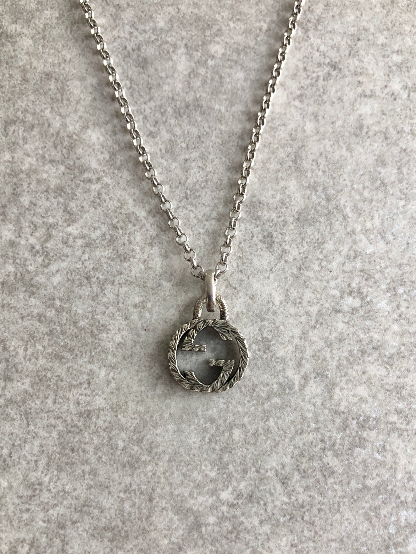 GUCCI Interlocking Necklace Silver Vintage zpfi68