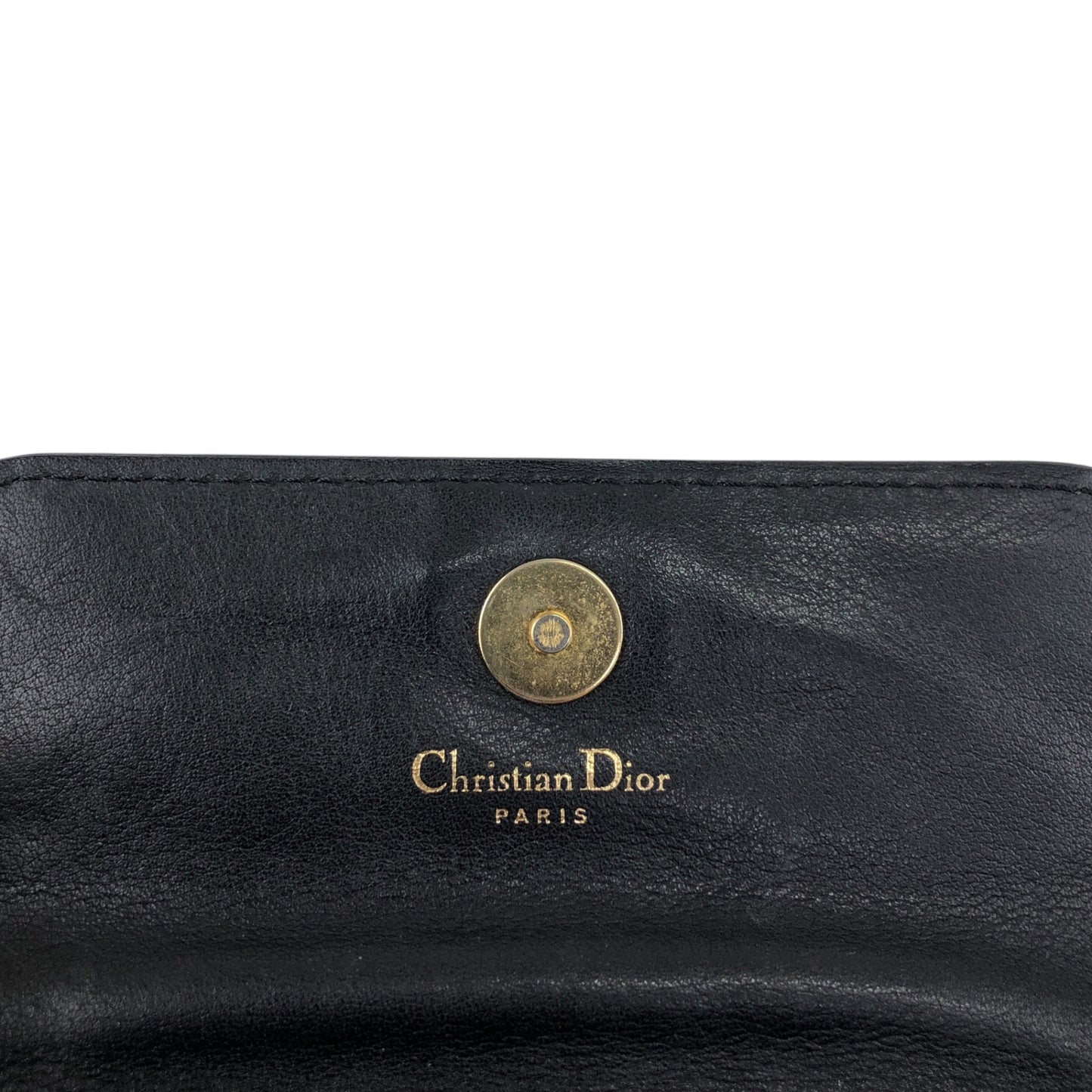 Christian Dior CD Logo Embossed Small Shoulder bag Black Vintage ee2nsk