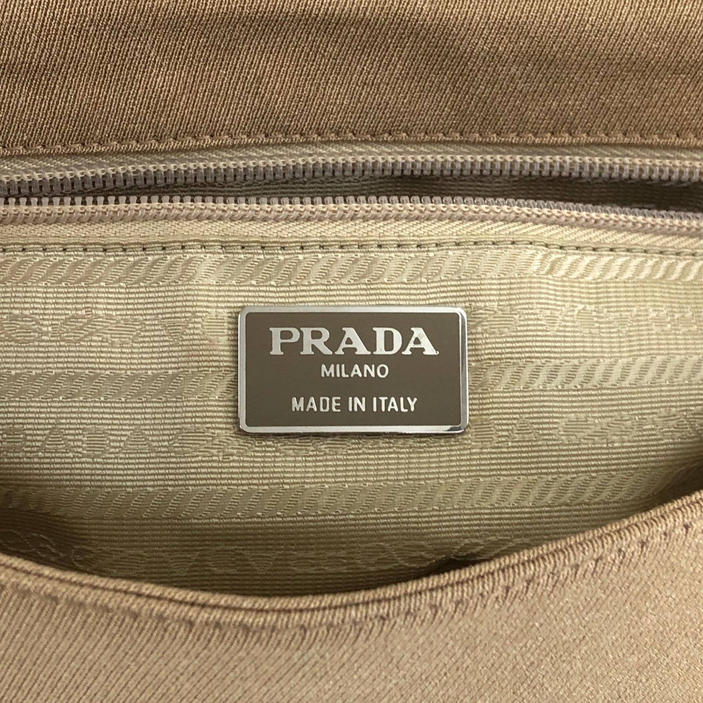 PRADA Triangle Logo Shoulder bag Beige Vintage jhervy