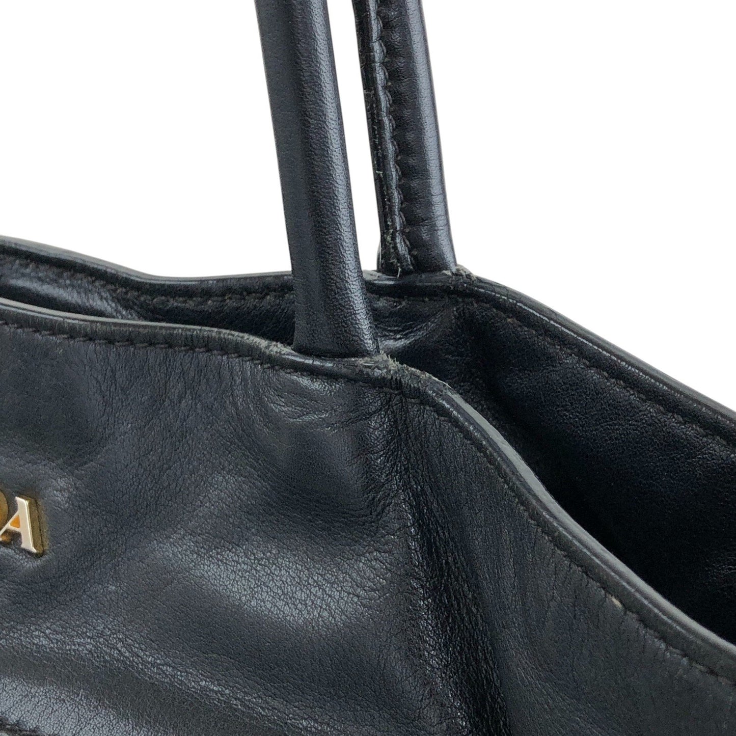 PRADA Logo Front Pocket Handbag Black Vintage gkw2r3