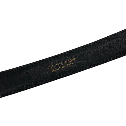 CELINE Leather Belt Black×Gold Vintage jvpnat