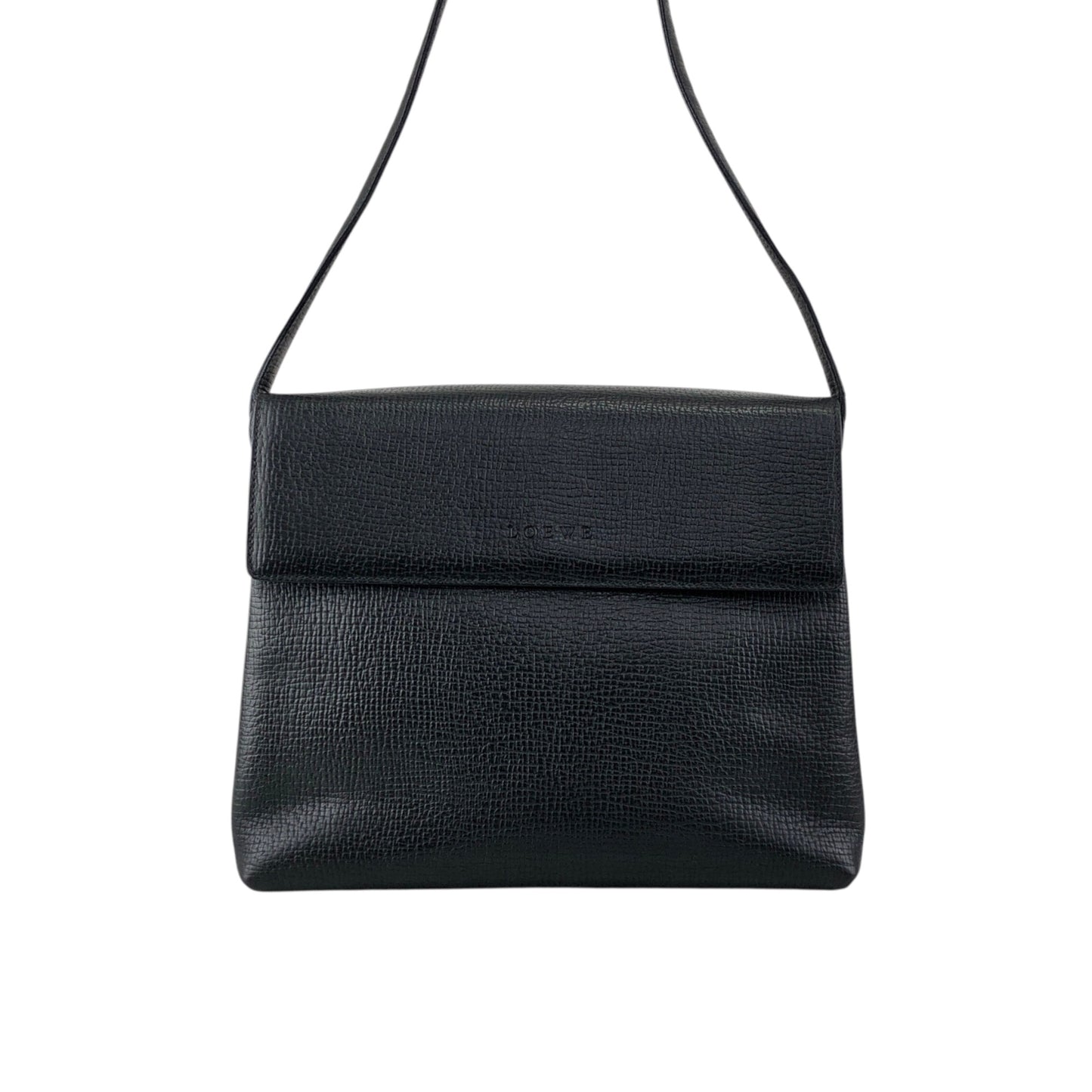 LOEWE Logo Embossed Shoulder bag Black Vintage htcz22