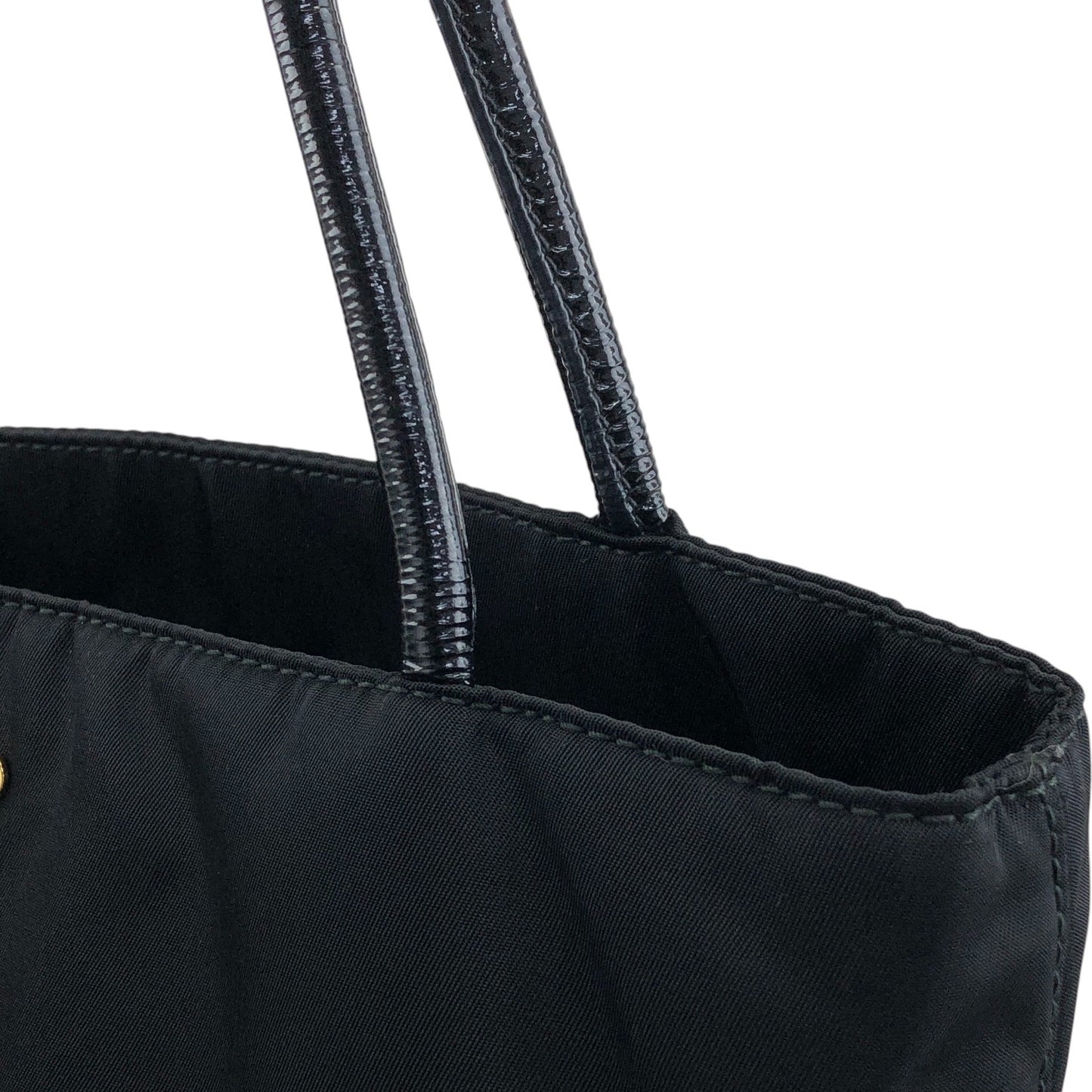 PRADA Tessuto Triangle Logo Handbag Totebag Black Vintage wn5b6d