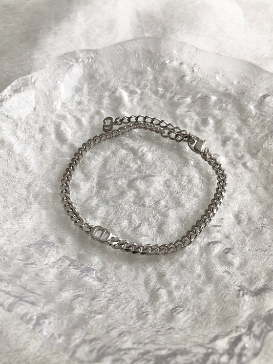 Christian Dior CD Logo Bracelet Silver Vintage c5gt8d