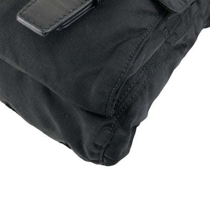 PRADA Tessuto Triangle Logo Front Buckle Front Pocket  Shoulder bag Black Vintage ikphwn