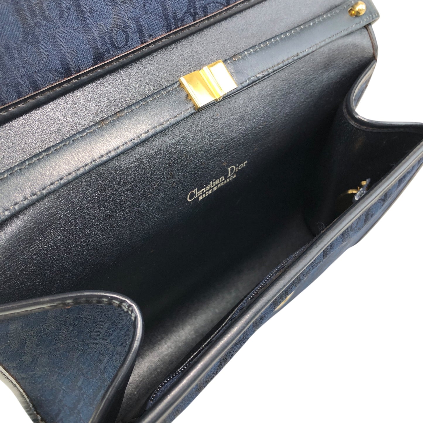 Christian Dior Logo Shoulder bag Navy Vintage f8at4h
