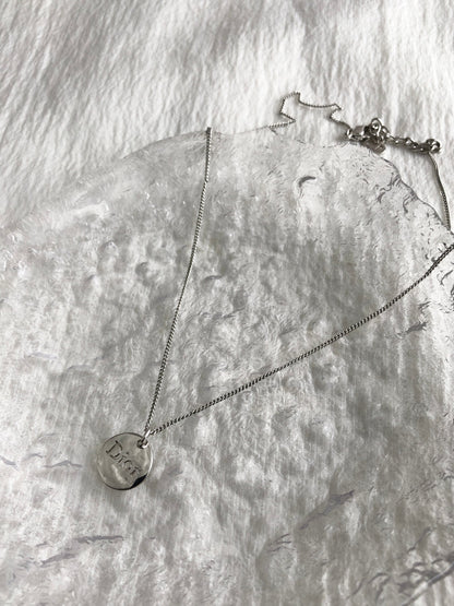 Christian Dior Logo Necklace Silver Vintage 4tsysf