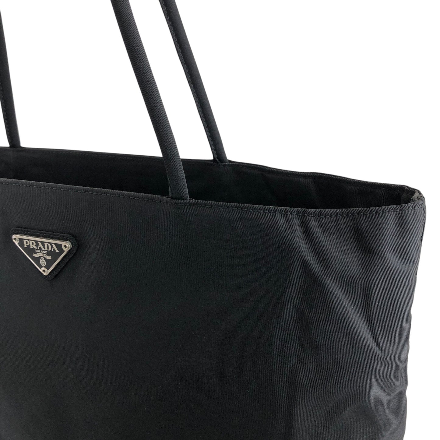 PRADA Triangle Logo Totebag Black Vintage hidgup