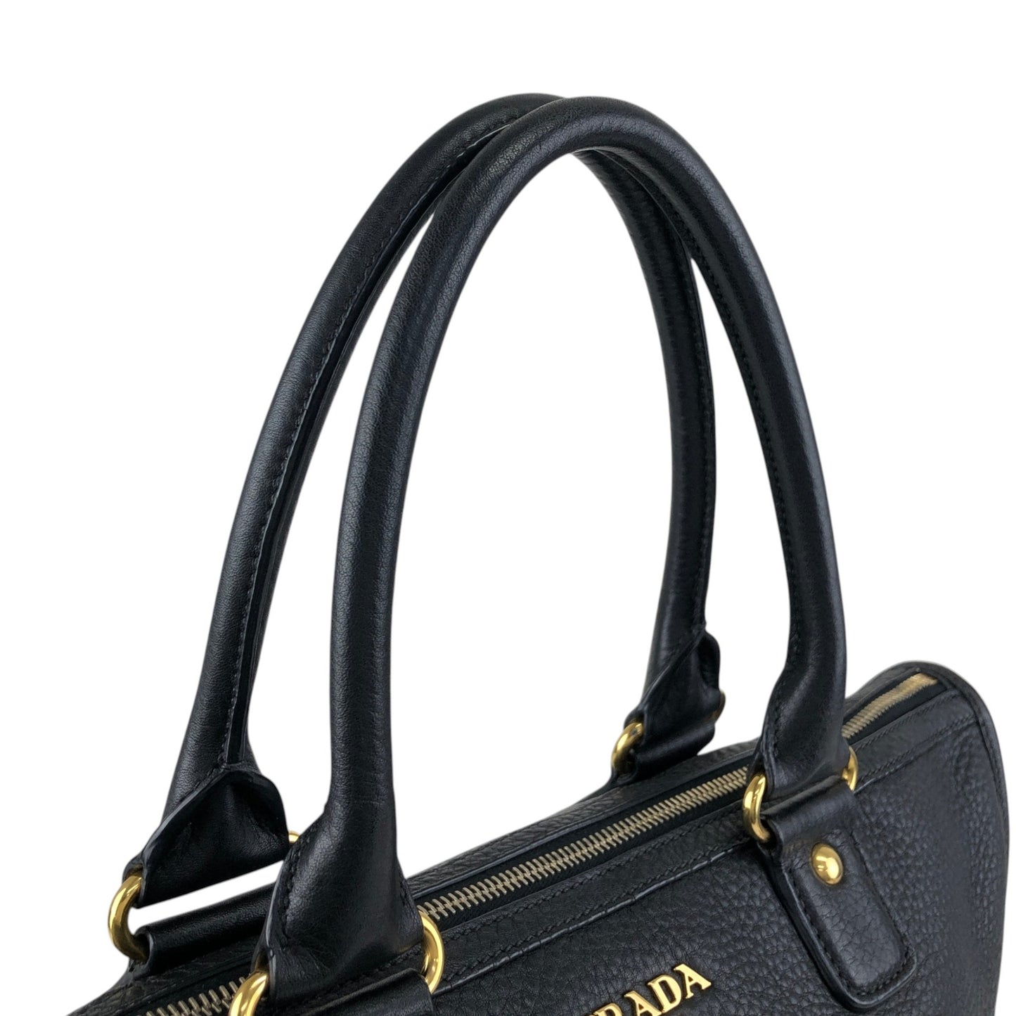 PRADA Logo Two-way Small Boston bag Shoulder bag Black Vintage h5k5fy