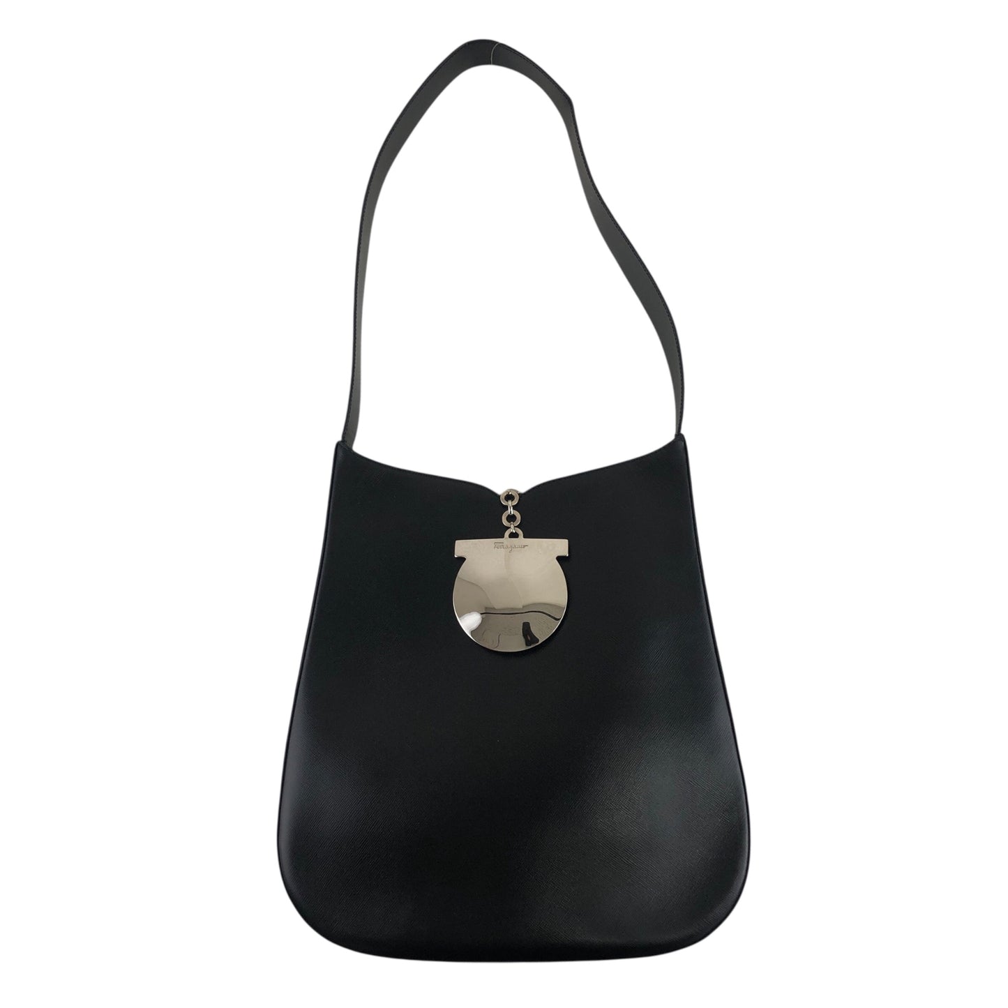 Salvatore Ferragamo Gancini Shoulder bag Hobobag Black Vintage ph7xes