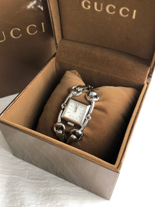 GUCCI Logo Quartz Watch Silver 116.5 Vintage ck6cm8